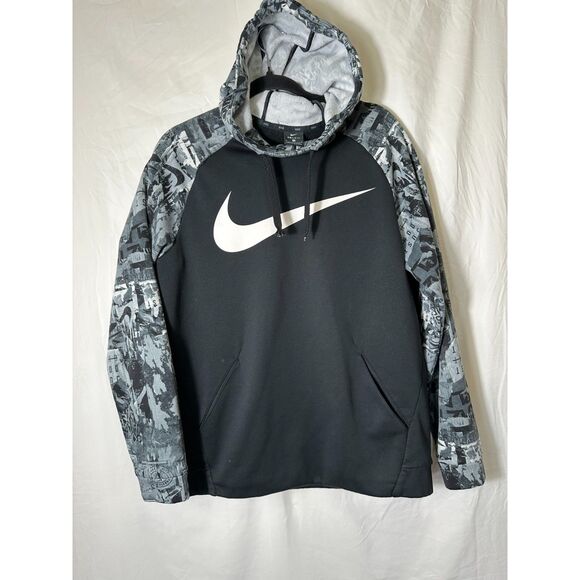Nike Men's Dri Fit High Neck Hoodie Graphic Design Sleeves and Hood, Size M - Picture 1 of 4